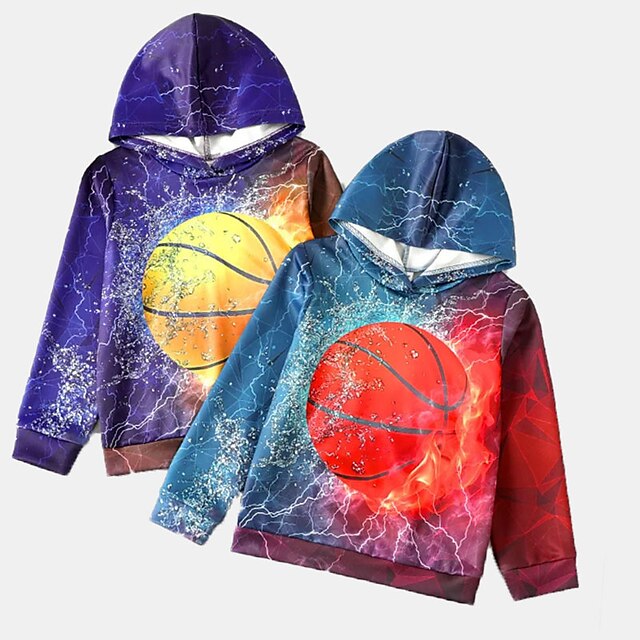 Baby & Kids Boys Clothing | Kids Boys Hoodie Long Sleeve 3D Print Graphic Patterned Pocket Yellow Red Children Tops Fall Spring 