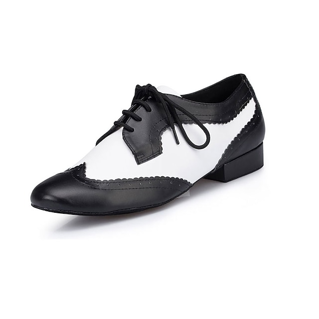  Voor heren Latin schoenen Ballroom schoenen Moderne dansschoenen Line dance Professioneel Ballroomdansen Wals Loafers van imitatieleer Feestcollecties Modieus Gesplitst Dikke hak Gesloten teen  Veters