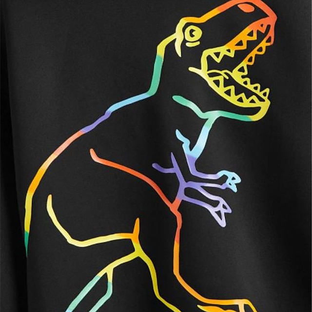 Baby & Kids Boys Clothing | Kids Boys Hoodie Long Sleeve 3D Print Dinosaur Animal Pocket Black Children Tops Fall Spring Active 