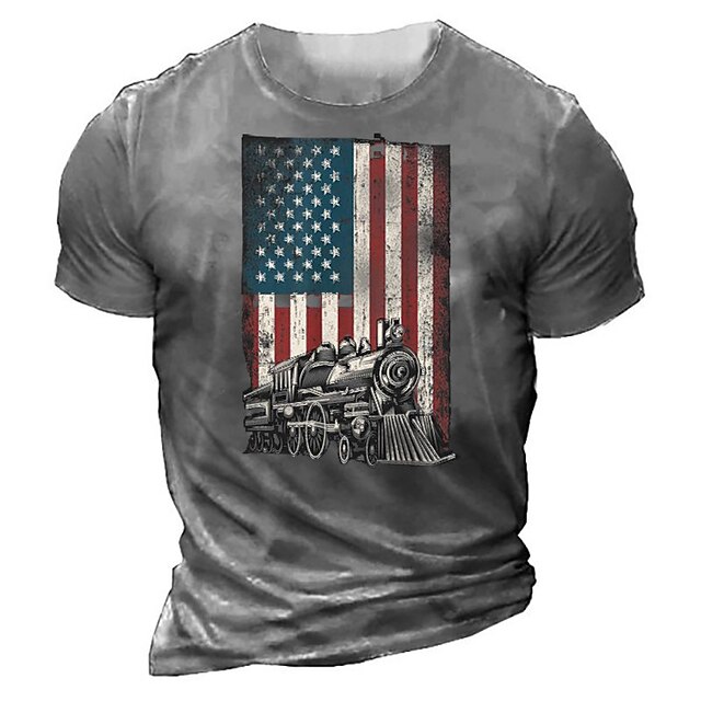 Mens Clothing Mens Tees & Tank Tops | Mens Unisex T shirt Tee 3D Print Graphic Patterned National Flag Crew Neck Street Daily Pr