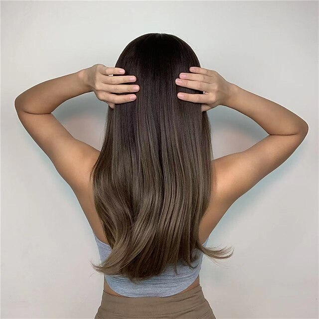 Beauty & Hair Wigs & Hair Pieces | HAIRCUBE Hair Ombre Brown Black Blonde Long Natural Straight Wigs With Side Part for Women - 