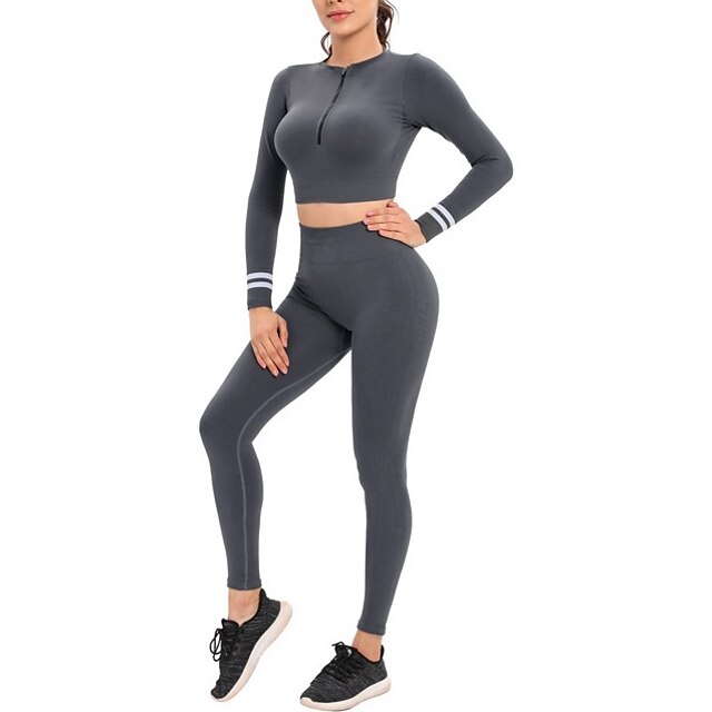  Women's Tracksuit Activewear Set Workout Outfits Tracksuit Base Layer Tights Camo / Camouflage Dark Grey Dark Red Zumba Yoga Fitness Spandex Butt Lift Comfort Breathable Long Sleeve Sport Activewear