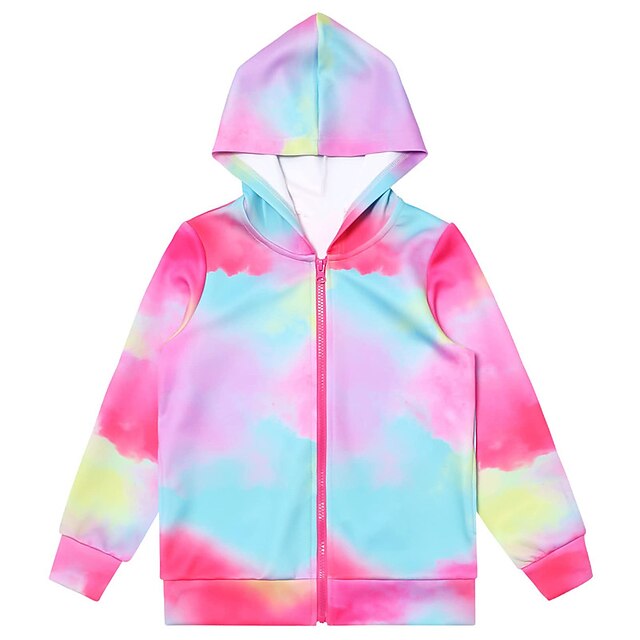 Baby & Kids Girls Clothing | Kids Girls Coat Long Sleeve Rainbow Color Gradient Zipper Fall Spring Active Street 3-12 Years - II