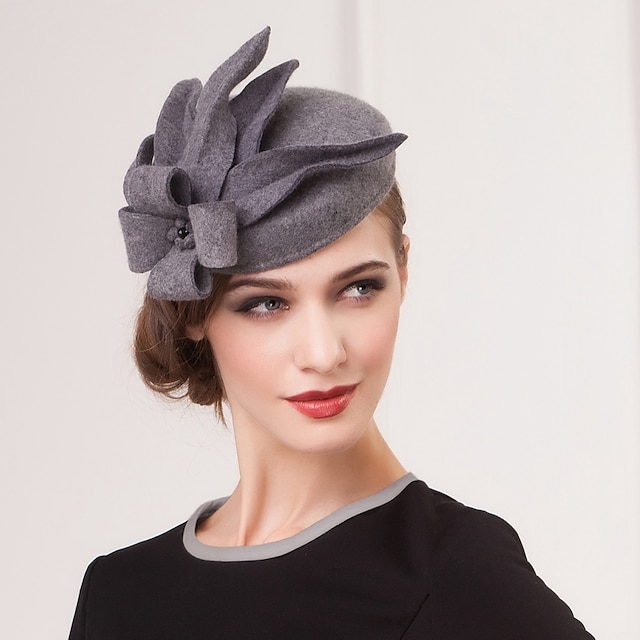  eleganti cappelli di lana fascinators kentucky derby cappello classico tinta unita matrimonio / tea party / copricapo da donna per le donne autunno& inverno