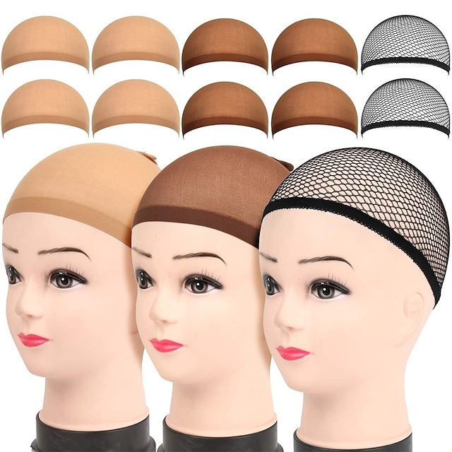  10 pack wig caps 4 pack brown stocking wig caps 4 pack light brown stocking wig caps 2 pack black mesh net wig caps for women girl men kids halloween cosplay party use