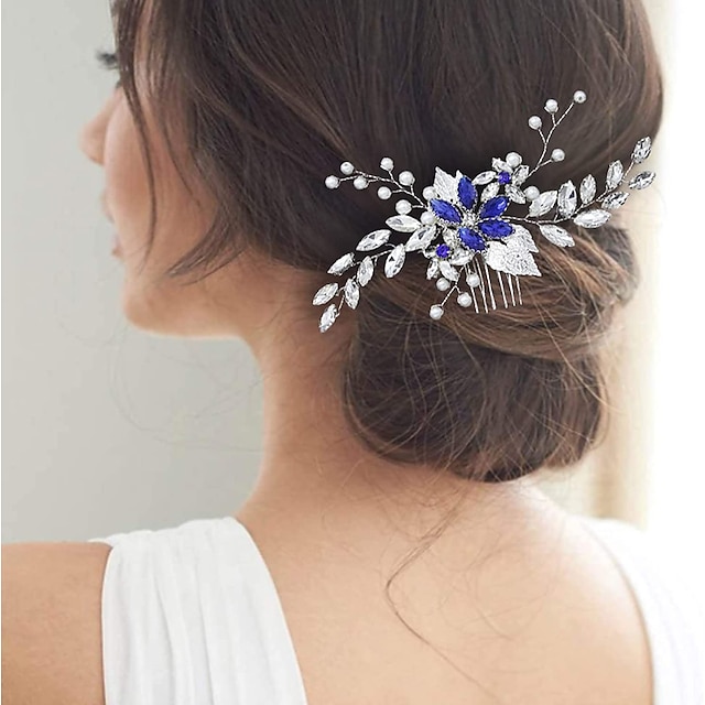 Shoes & Bags Fashion Accessories | 1pc Womens Girls Hair Combs Hairpin Comb Wedding Hair Comb Banquet Blue Rhinestone Hair Acces