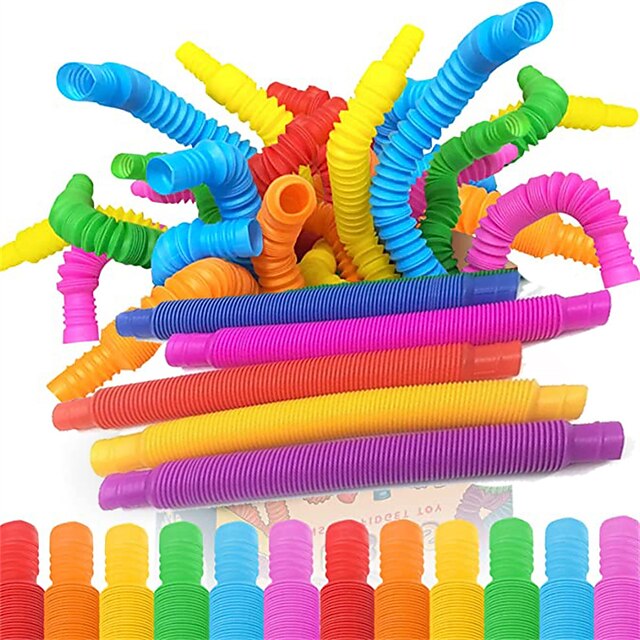  mini tubi pop giocattolo agitato 20 pezzi kit tubi elastici sensoriali giocattoli antistress per bambini tubi divertenti pop bulk con suono pop capacità motorie per la classe bomboniere giocattolo da