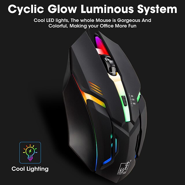 Optical Gaming Mouse Led Breathing Light 800/1200/1600 dpi 3 Adjustable