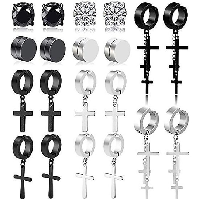 1 pair unisex stainless steel magnetic earrings for men women cz clip ...