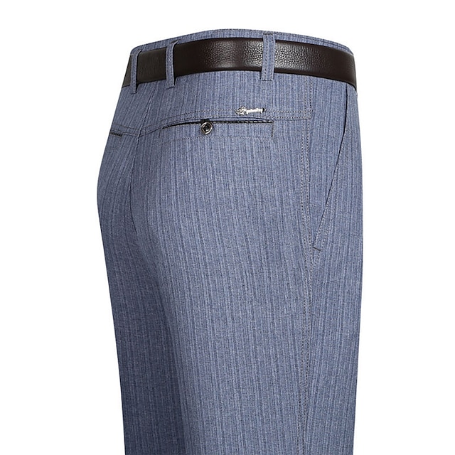  Hombre pantalones de traje Pantalones Clásico Plano Comodidad Suave Longitud total Formal Boda Negocio Estilo clásico Cintura alta Negro Azul Marino Alta cintura Elástico