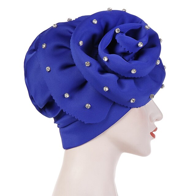 Shoes & Bags Fashion Accessories | Blue Big Flower Women Hijabs Islamic Scarf Scarves Lady Hat India Cap Muslim Turban Hats Bean