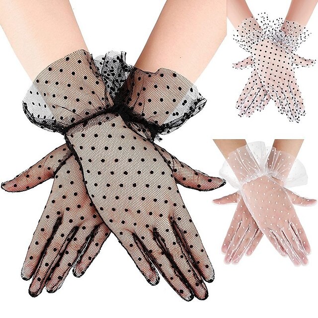  Women's Lace Gloves Wedding Party Evening Gift Polyester Simple Bridal Gloves Sexy 1 Pair
