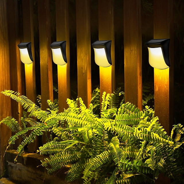  2pcs Solar Step Wall Fence Light Outdoor Waterproof Garden Decoration Courtyard Light Home LED Wall Lamp