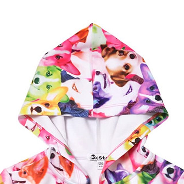 Baby & Kids Girls Clothing | Kids Girls Coat Long Sleeve White Dog Animal Zipper Fall Spring Active Street 3-12 Years - JF48867