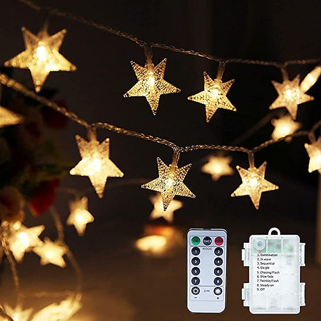  10m 80leds pohádková hvězda řetězová světla dálkové ovládání 8 režimů vodotěsné svatební párty zahradní terasa ložnice domácí dovolená vánoční dekorace