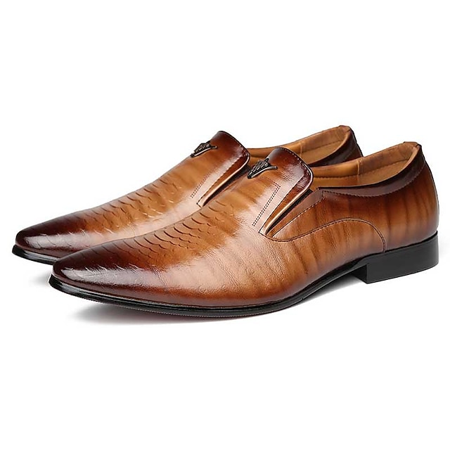  Miesten Oxford-kengät Comfort-huopa Krokotiilikuvio Vintage Vapaa-aika Englantilainen ulko- Päivittäin PU Loaferit Musta Ruskea Kaltevuus Kesä Kevät
