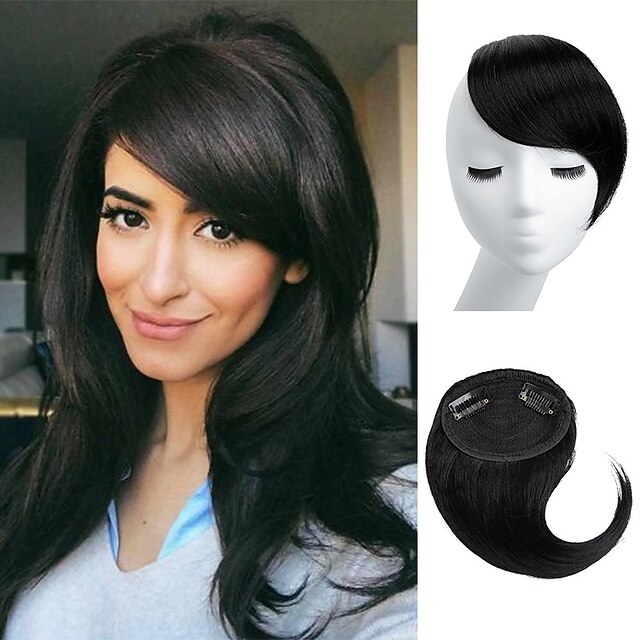 Clip in Side Bangs Hair Pieces Straight Synthetic Extensions for Women