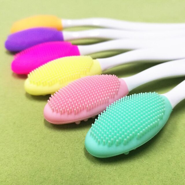 2 Pieces Lip and Nose Scrub Brush Silicone Exfoliating Lip Brush DoubleSided Soft Lip Nose