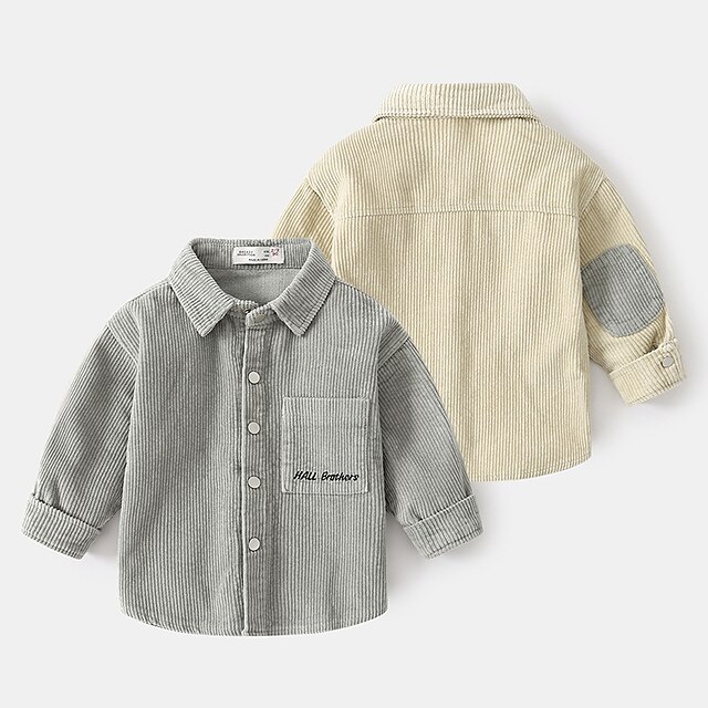 Baby & Kids Boys Clothing | Kids Boys Shirt Long Sleeve Solid Color Gray Beige Children Tops Spring Summer Active Cool Daily Out