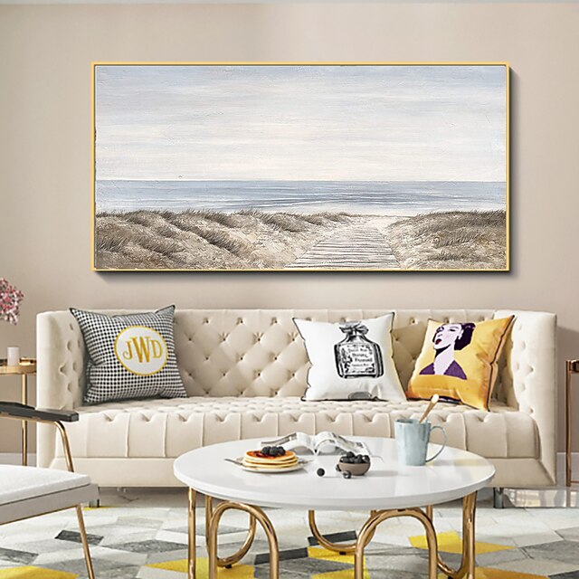 Handmade Oil Painting Canvas Wall Art Decoration Beautiful Seaside Scenery for Home Decor Rolled