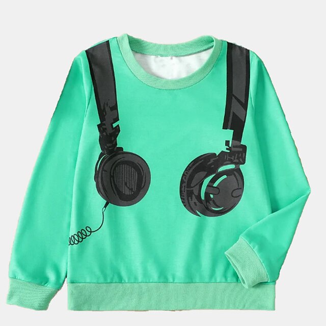 Baby & Kids Boys Clothing | Kids Boys Sweatshirt Long Sleeve 3D Print Graphic Patterned Green Black Yellow Children Tops Fall Sp