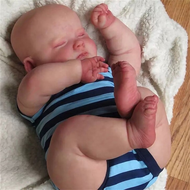  22 pulgadas durmiendo joseph ya pintado cuerpo completo silicona vinilo reborn baby doll realista tacto suave baño juguete 3d piel