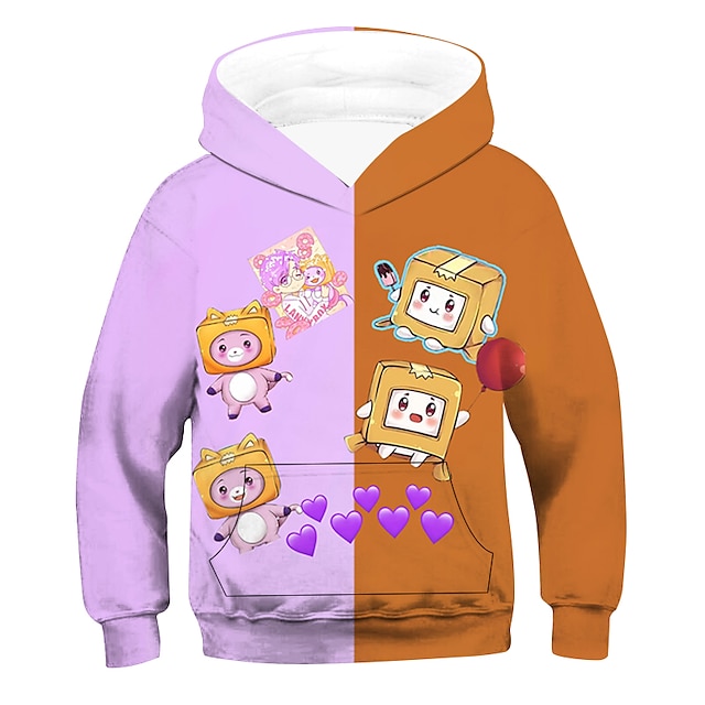 Baby & Kids Boys Clothing | Kids Boys Hoodie Long Sleeve 3D Print Graphic Patterned Pocket Blue Pink Lilac Children Tops Fall Wi