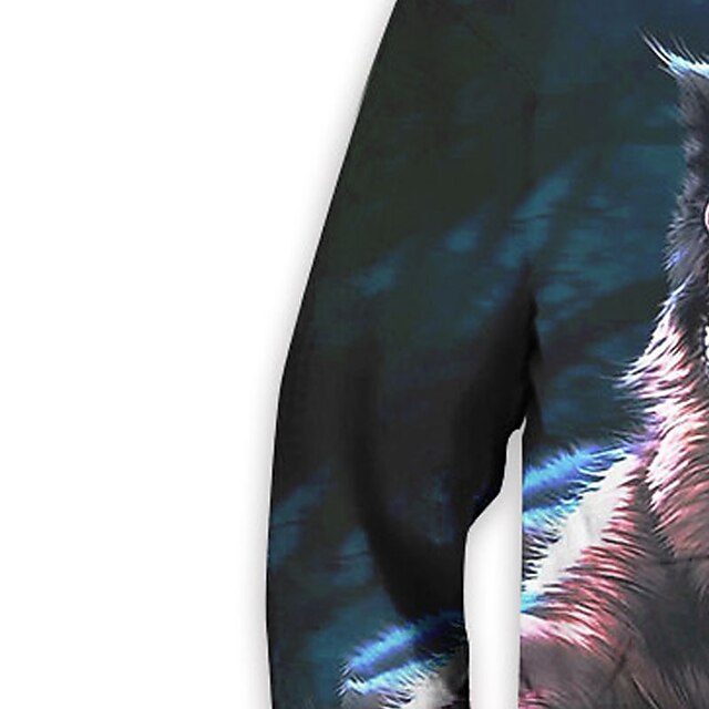 Baby & Kids Boys Clothing | Kids Boys Hoodie Long Sleeve 3D Print Wolf Animal Pocket Blue Children Tops Fall Spring Active Fashi