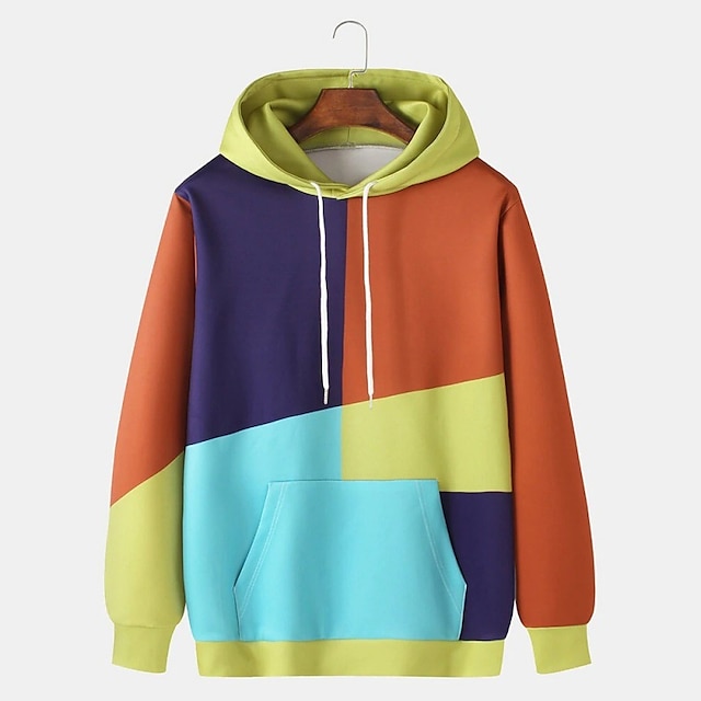 Mens Clothing Mens Hoodies & Sweatshirts | Mens Hoodie Pullover Hoodie Sweatshirt Color Block Patchwork Front Pocket Casual Dail