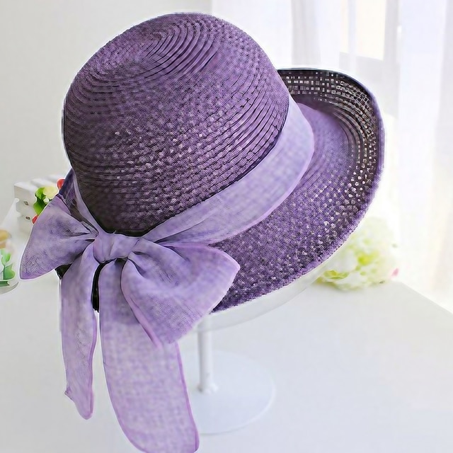 Women's Hat Straw Hat Sun Hat Purple Pink Camel Outdoor Street ...