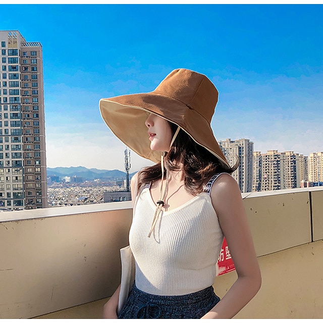 Chapeau Boonie Kaki Marron Large UPF 50+ Protection Solaire Adulte Réglable