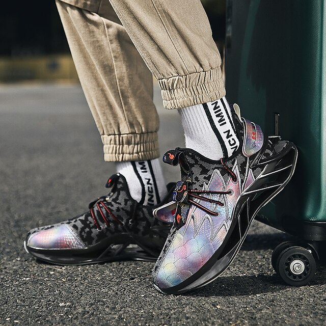 Voor heren Basketbal schoenen Sneakers Casual Klassiek Buiten Dagelijks  Elastische stof Vliegende weven Zwart en wit Grijs Lente Zomer 9236791 2023  – €57.33