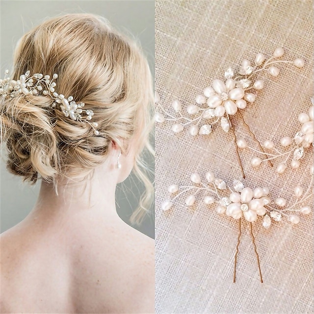  sposa coreana fatti a mano perla di cristallo tornante pin clip a forma di u copricapo da sposa accessori per capelli