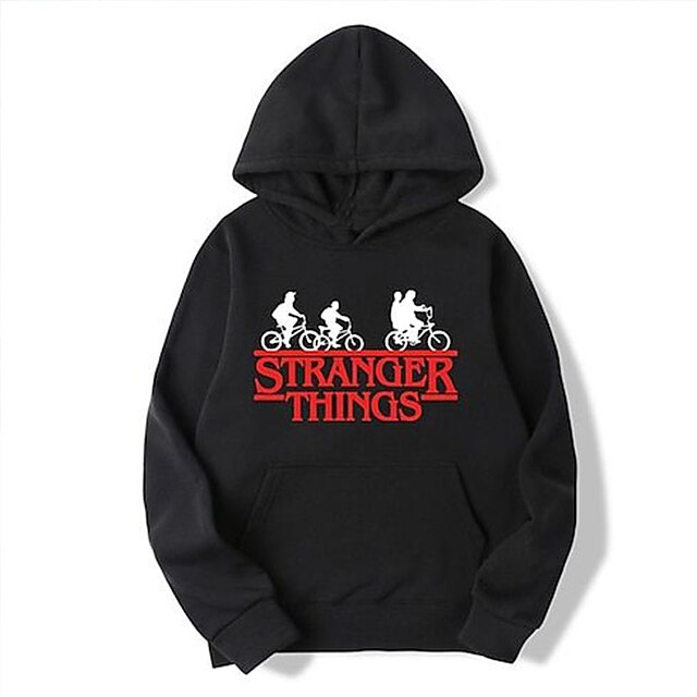  Kids Boys Hoodie Stranger Things Long Sleeve 3D Print Letter Pocket White Black Blue Children Tops Fall Spring Active Fashion Daily Daily Indoor Outdoor Regular Fit 3-13 Years / Sports