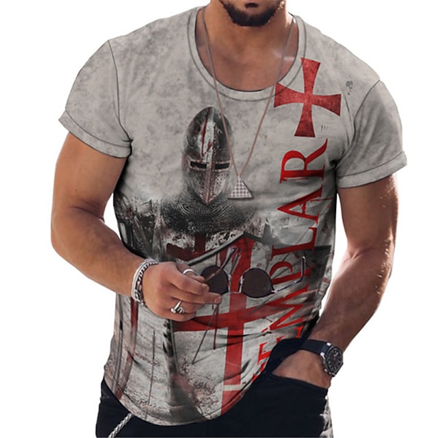 Mens Clothing Mens Tees & Tank Tops | Mens Unisex T shirt Tee 3D Print Graphic Patterned Soldier Crew Neck Street Daily Print Sh