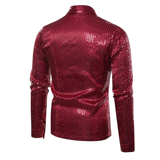 Mens Clothing Mens Shirts | Mens Shirt Polka Dot Turndown Street Holiday Long Sleeve Tops Casual Fashion Comfortable Wine Silver