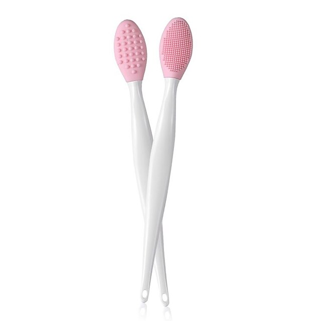 2 Pieces Lip and Nose Scrub Brush Silicone Exfoliating Lip Brush DoubleSided Soft Lip Nose