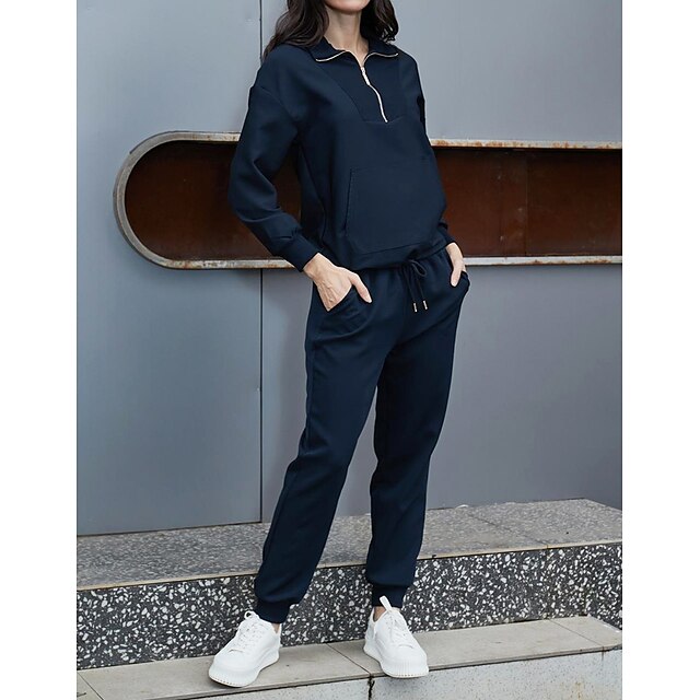 Sports & Outdoors Running, Jogging & Walking | Womens 2 Piece Quarter Zip Tracksuit Sweatsuit Athletic Athleisure 2pcs Long Slee