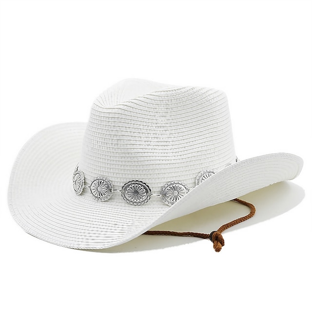  Sombreros de vaquero para mujer, banda tallada en metal, sombreros occidentales