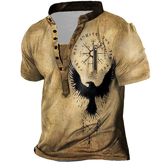 Mens Clothing Mens Tees & Tank Tops | Mens Henley Shirt Tee T shirt Tee 3D Print Graphic Patterned Eagle Plus Size Stand Collar 