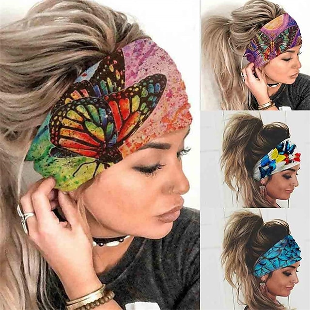  fejpánt fejfedő pillangó sztreccs hajgumik bandana jóga futás sportos turbán fejpántok fejkendő haj kiegészítők nőknek és lányoknak 4db