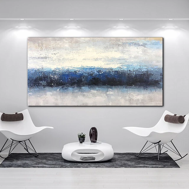 Handmade Oil Painting CanvasWall Art Decoration Abstract Knife Painting Landscape Bluefor Home Decor Rolled Frameless Unstretched Painting 9