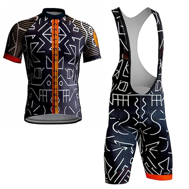  Men's Short Sleeve Cycling Jersey with Bib Shorts Blue Bike 3D Pad Breathable Quick Dry Sports Graphic Clothing Apparel