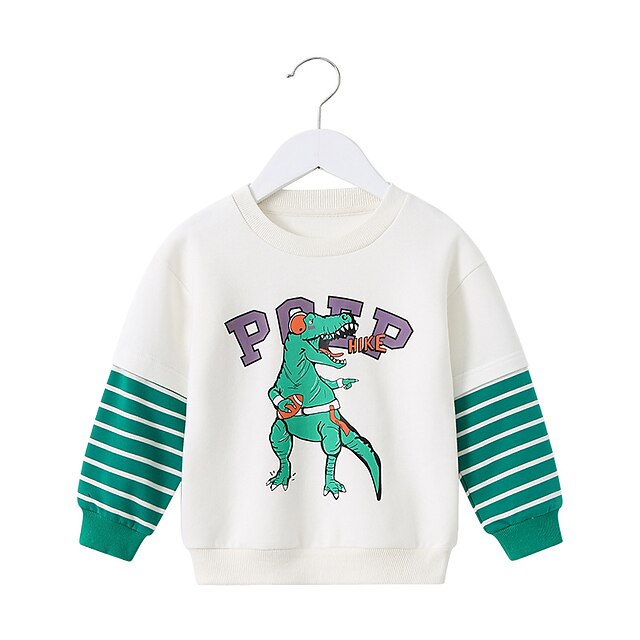 Baby & Kids Boys Clothing | Kids Boys Sweatshirt Long Sleeve Dinosaur Letter White Orange Children Tops Fall Spring Active Cool 