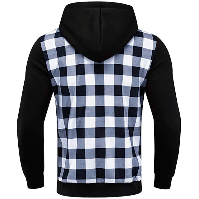 Mens Clothing Mens Hoodies & Sweatshirts | Mens Full Zip Hoodie Jacket Plaid Zipper Pocket Casual Daily Holiday Other Prints Cas