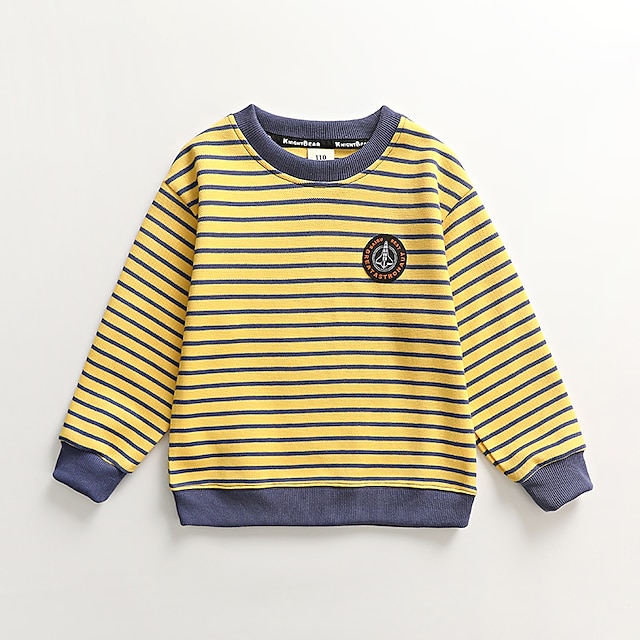 Baby & Kids Boys Clothing | Kids Boys Sweatshirt Long Sleeve Stripe Gray Yellow Children Tops Spring Summer Active Cool Daily Ou