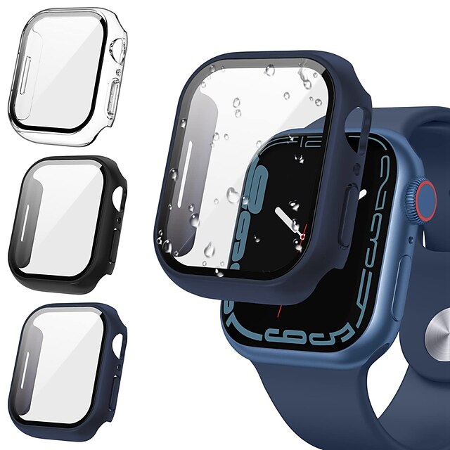  3er-Pack Displayschutzhülle kompatibel mit Apple Watch Serie 7 / se / 6/5/4/3/2/1 iwatch Gesichtsschutz gehärtete Glasfolie harter Stoßfänger Damen Herren ultradünner Schutz