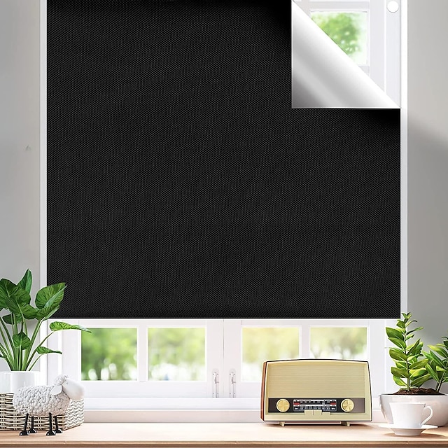  100% Blackout Shades Blind Curtains Window Cover,DIY Cut to Any Size or Shape,Hook & Loop Tabs,Portable Bags for Travel,Light & UV Blocking for House,Baby Nursery,Apartment