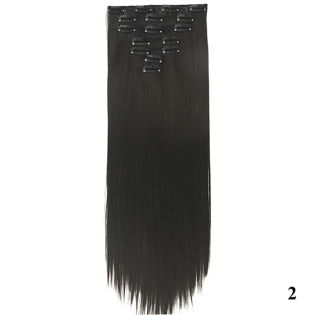  yaki glat syntetisk hår 24 tommer hårforlængelsesclips i/på 1 stk./pak glatte kvinders piger'