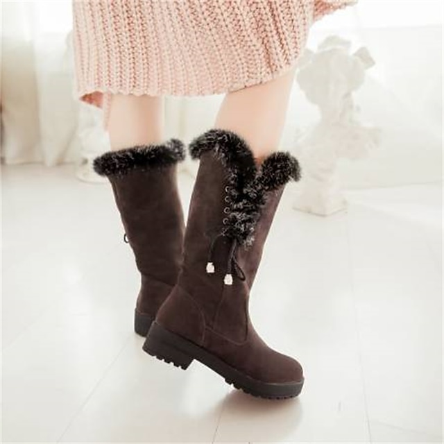 Women's Black Faux Fur Trimmed Winter Boots - Warm And Stylish, Lace-Up ...